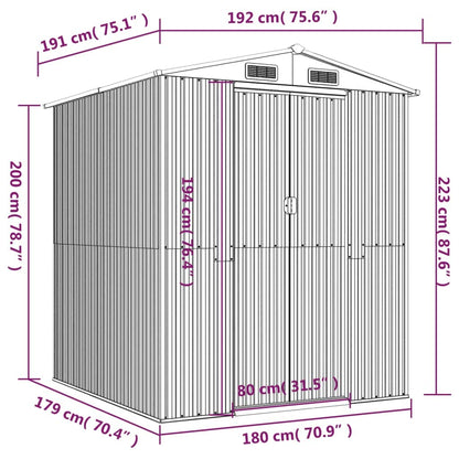 GOLINPEILO Abri de jardin extérieur en métal, grand hangar à outils utilitaire en acier, abri de jardin en acier avec doubles portes coulissantes, rangement utilitaire et outils, marron clair 75,6"x75,2"x87,8" 75,6"x75,2"x87,8" 