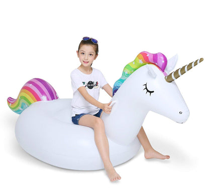 Jasonwell Big Gonflable Licorne Flotteur de Piscine Floatie Ride On avec Valves Rapides Grand Rideable Blow Up Summer Beach Piscine Party Lounge Radeau Décorations Jouets Enfants Adultes