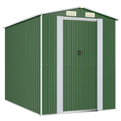 GOLINPEILO Abri de jardin extérieur en métal, grand hangar à outils utilitaire en acier, abri de jardin en acier avec doubles portes coulissantes, rangement utilitaire et outils, vert 75,6"x107,9"x87,8" 75,6"x107,9"x87,8" 