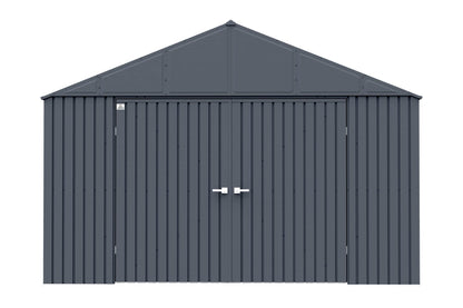 Arrow Shed Elite Hangar de rangement extérieur en acier avec toit à pignon verrouillable, 12' x 16', Anthracite 