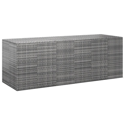 vidaXL Boîte à coussins, boîte de terrasse avec couvercle, armoire de terrasse, coffre de rangement pour coussins d'extérieur, coussins, outils de jardin, fournitures de piscine, rotin PE gris 114,6" x 39,6" x 40,9" 