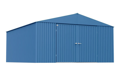 Arrow Shed Elite Hangar de rangement extérieur en acier avec toit à pignon verrouillable, 14' x 16', bleu gris 