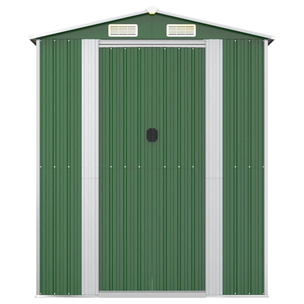 GOLINPEILO Abri de jardin extérieur en métal, grand hangar à outils utilitaire en acier, abri de jardin en acier avec doubles portes coulissantes, rangement utilitaire et outils, vert 75,6"x140,6"x87,8" 75,6"x140,6"x87,8" 