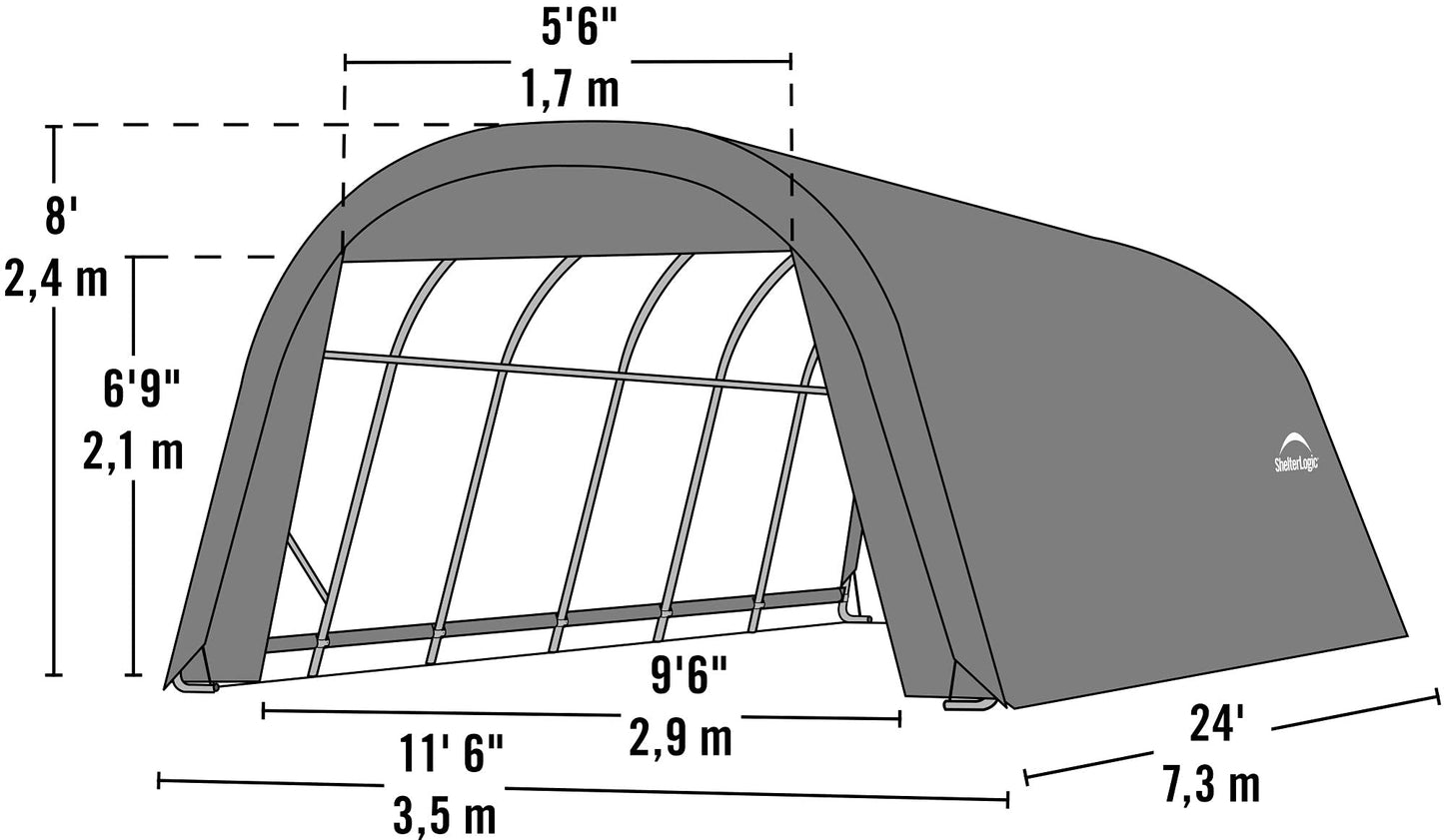 ShelterLogic 72332 Gris 12'x24'x8' Abri de style rond 12'x24'x8' Gris 