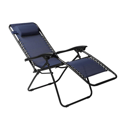 Chaises Zero Gravity Lot de 2 chaises longues de piscine Zero Gravity inclinables Zero Gravity Lounge Chair Chaises anti-gravité Chaise anti-gravité Chaise de camping pliante inclinable avec appuie-tête par Naomi Home - Marine Moderne