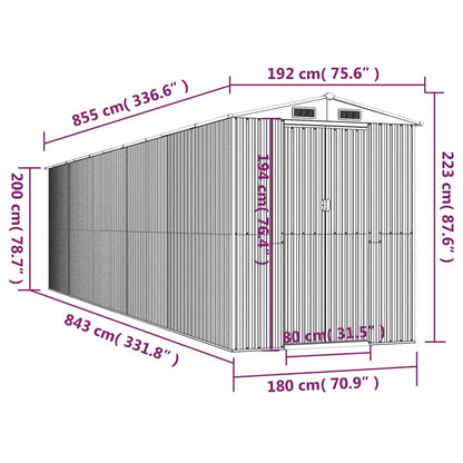 GOLINPEILO Metal Outdoor Garden Storage Shed, Large Steel Utility Tool Shed Storage House, Steel Yard Shed with Double Sliding Doors, Utility and Tool Storage, Anthracite 75.6"x336.6"x87.8" 75.6"x336.6"x87.8"