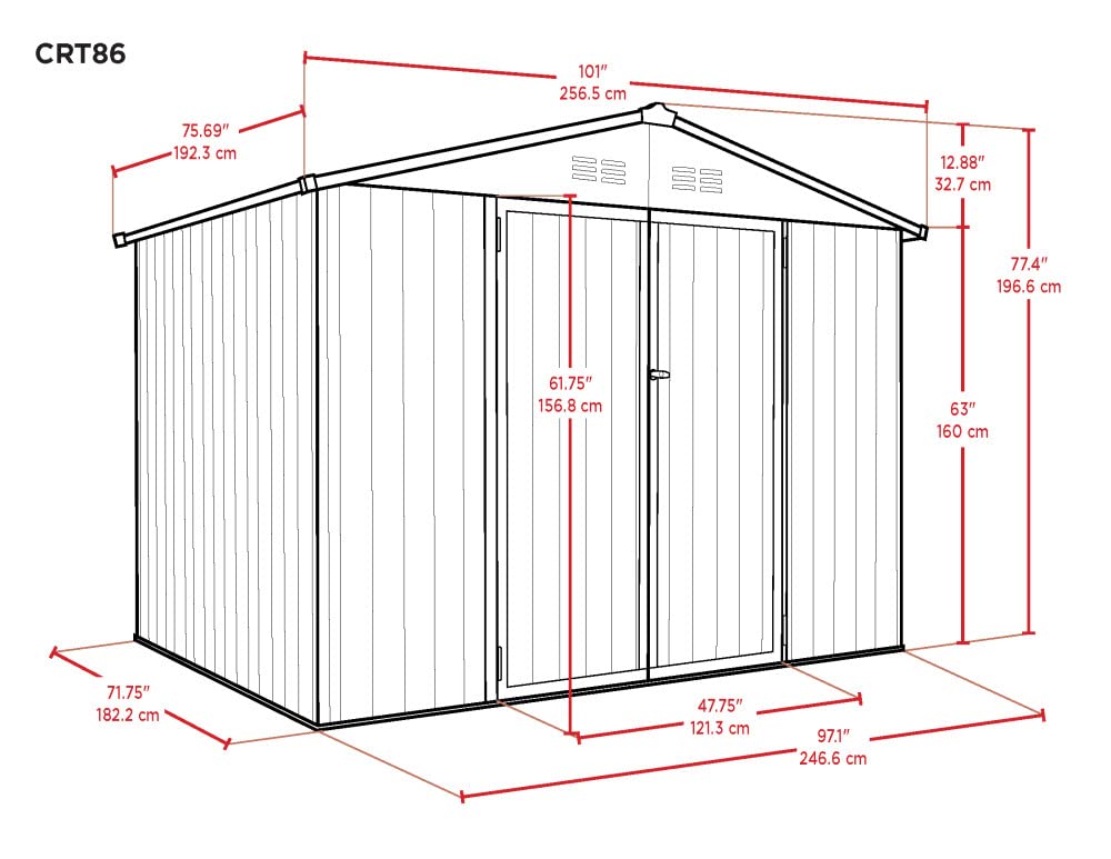 Cover-It 8x6 Metal Outdoor Galvanized Steel Storage Shed with Swinging Double Lockable Doors for Backyard or Patio Storage of Bikes, Grills, Supplies, Tools, Toys, for Lawn, Garden, and Camping, Tan 8' x 6'