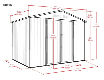 Cover-It 8x6 Metal Outdoor Galvanized Steel Storage Shed with Swinging Double Lockable Doors for Backyard or Patio Storage of Bikes, Grills, Supplies, Tools, Toys, for Lawn, Garden, and Camping, Tan 8' x 6'