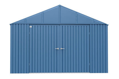 Arrow Shed Elite Hangar de rangement extérieur verrouillable en acier avec toit à pignon de 12 pi x 12 pi, bleu gris 