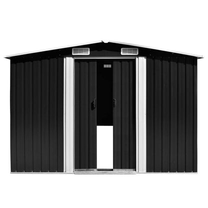 Bopdu Garden Shed with Vent, Outdoor Storage Shed Galvanized Steel Shed Storage House with Door for Backyard Garden Patio Lawn, 101.2"x154.3"x71.3" Metal Anthracite 101.2 x 154.3 x 71.3