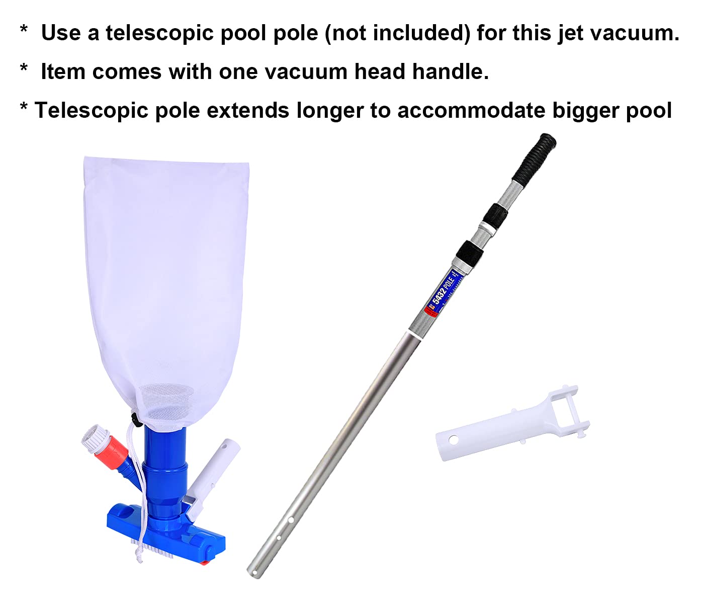 PoolSupplyTown Pool Spa Jet Vacuum Cleaner w/ Brush, Ideal for Frame Above Ground/Inflatable Pools, Spa, Hot Tub, Pond, Fountain Vacuuming, No Electric Power Needed, Use Water Pressure From Garden Hose to Vacuum (Use with A Telescopic Pool Pole, Not In...