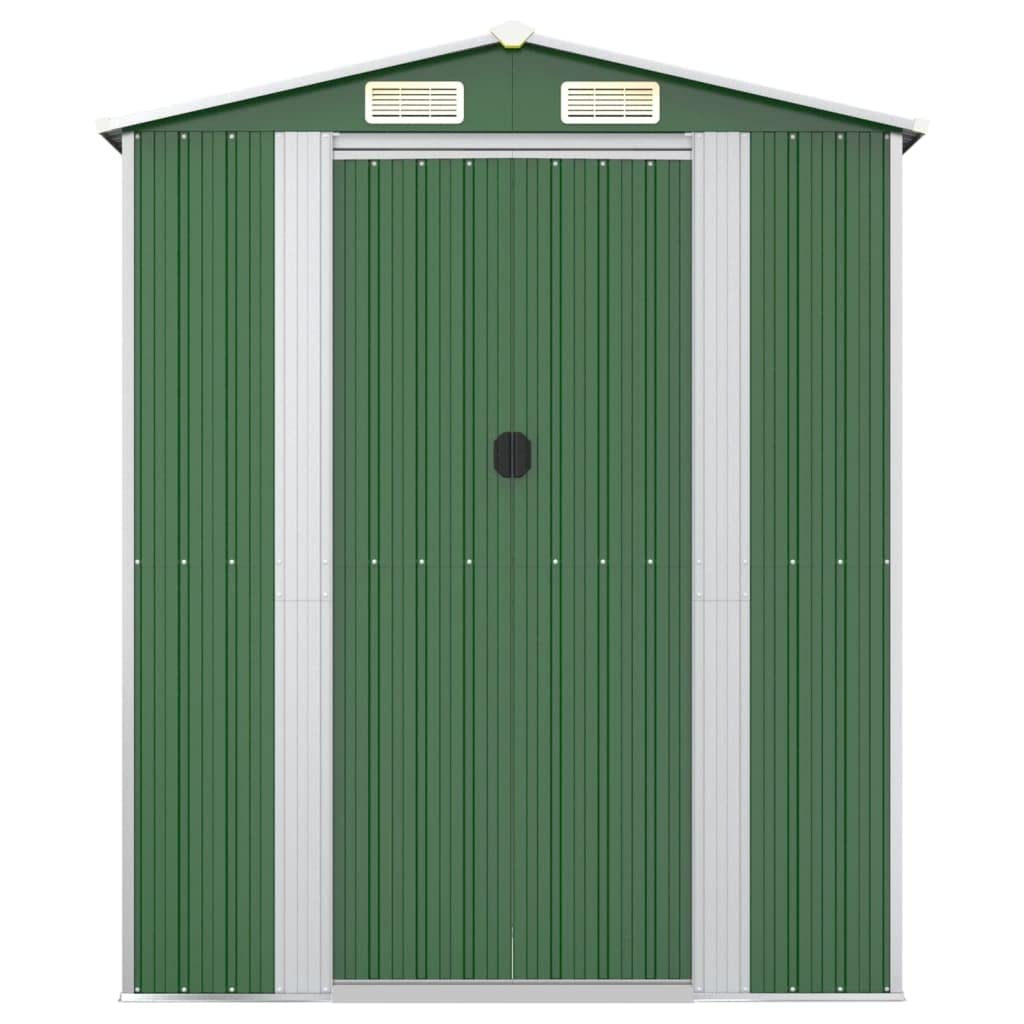 GOLINPEILO Abri de jardin extérieur en métal, grand hangar à outils utilitaire en acier, abri de jardin en acier avec doubles portes coulissantes, rangement utilitaire et outils, vert 75,6"x205,9"x87,8" 75,6"x205,9"x87,8" 