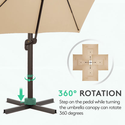 Parasol de patio carré en porte-à-faux 11FT Beige 