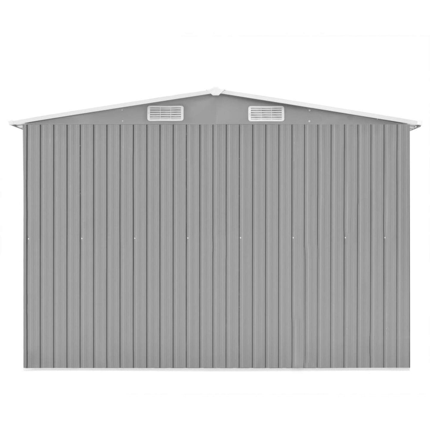 Bopdu Abri de jardin avec grille d'aération, abri de rangement extérieur en acier galvanisé avec porte pour jardin, terrasse, pelouse, 101,2" x 117,3" x 70,1", gris métal 101,2 x 117,3 x 70,1 