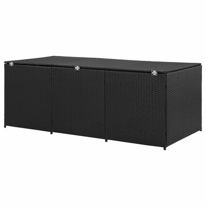 Festnight Patio Storage Box Deck Box for Patio Furniture, Outdoor Cushions, Garden Tools and Pool Toys Poly Rattan 70.8"x35.4"x29.5" Black