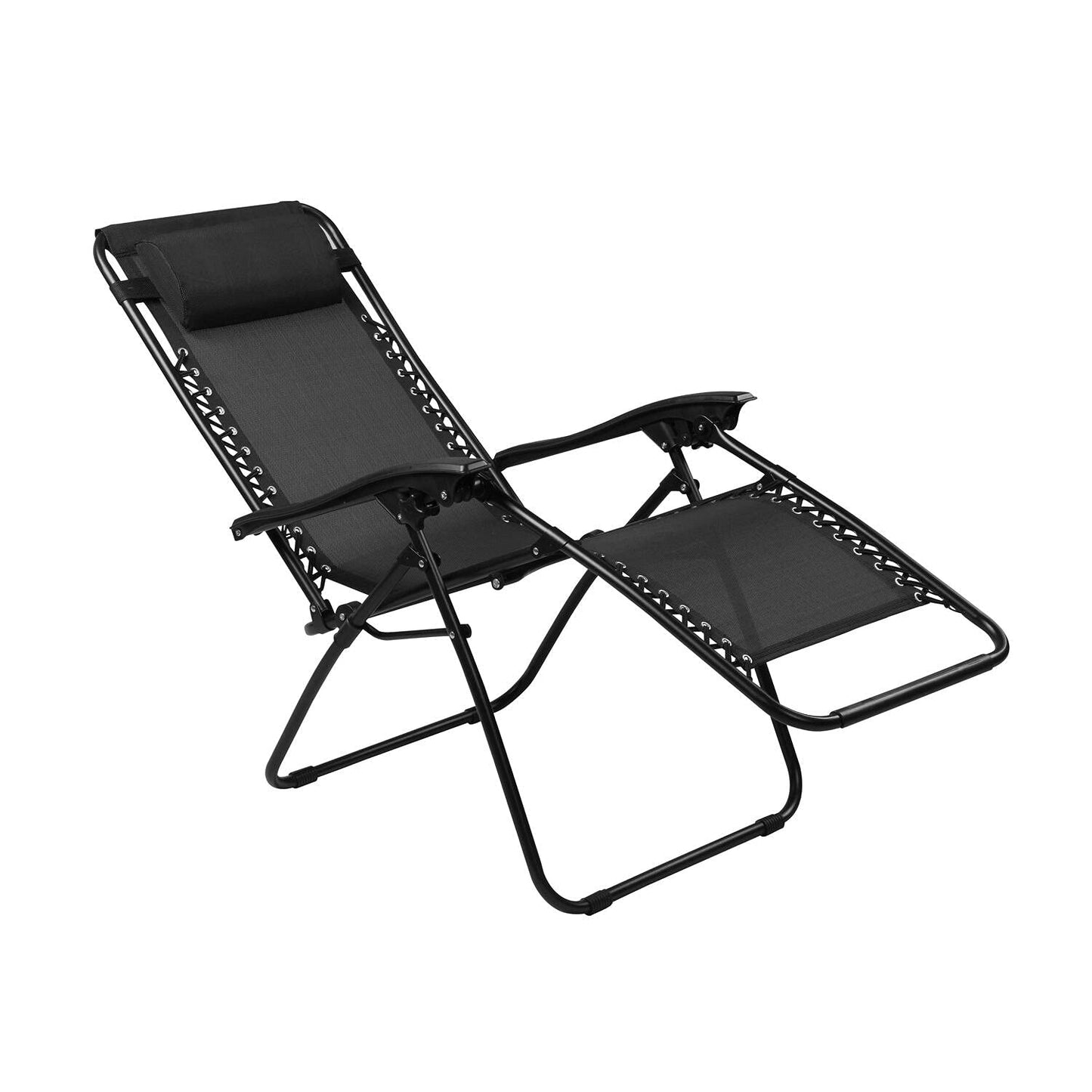 Zero Gravity Chairs Set of 2 Pool Lounge Chair Zero Gravity Recliner Zero Gravity Lounge Chair Antigravity Chairs Anti Gravity Chair Folding Reclining Camping Chair with Headrest by Naomi Home - Black Modern