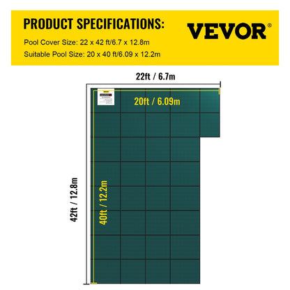 Happybuy Inground Pool Safety Cover, 16 x 32 ft Rectangular Winter Pool Cover with Left Step, Triple Stitched, High Strength Mesh PP Material, Good Rain Permeability, Installation Hardware Included 16 x 32 ft with 4x8ft Left Step