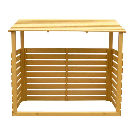 Leisure Season FS6828 Abri à bois de chauffage – Marron – Rangement extérieur couvert pour pile de bois, bûches, bois – Décoration rustique pour cour, terrasse, maison et patio – Grand support pour bûches, couverture, étagère, cabine et boîte à conteneurs 