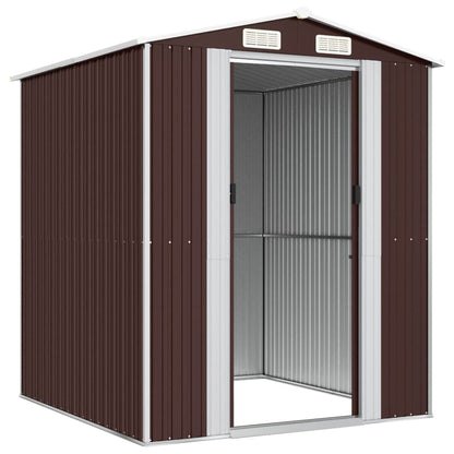 GOLINPEILO Abri de jardin extérieur en métal, grand hangar à outils utilitaire en acier, abri de jardin en acier avec doubles portes coulissantes, rangement utilitaire et outils, marron foncé 75,6"x75,2"x87,8" 75,6"x75,2"x87,8" 