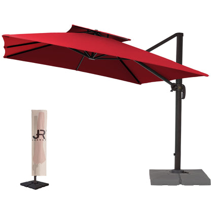 Parasol de patio en porte-à-faux carré 10 pieds rouge 