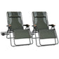 PORTAL Zero Gravity Chairs Set of 2, Folding Reclining Patio Chairs, Full Padded Zero Gravity Recliner with Side Table, Outdoor Foldable Lounge Chair with Adjustable Headrest, Support 350 LBS Green-2pack