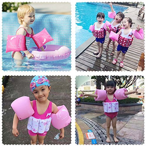 Wowelife Arm Floaties Inflatable Swim Arm Bands Floater Sleeves Swimming Rings Tube Armlets for Kids Toddlers and Adults Pink-Large