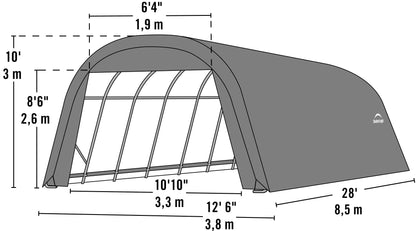 ShelterLogic 90233 Abri de style rond gris 12'x28'x10' 