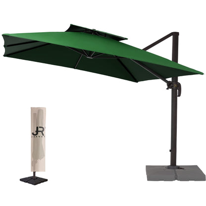 Parasol de terrasse carré en porte-à-faux 10FT VERT FONCÉ 