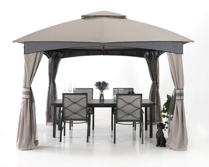 ABCCANOPY Tonnelle d'extérieur 10 x 20 – Tonnelle de terrasse avec moustiquaire, auvents extérieurs pour l'ombre et la pluie pour pelouse, jardin, cour et terrasse (beige) beige 