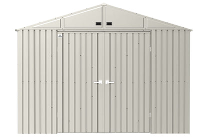 Arrow Shed Elite Abri de rangement extérieur verrouillable en acier avec toit à pignon de 3 m x 3 m, gris froid 