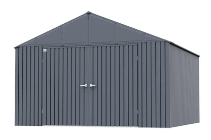 Arrow Shed Elite Hangar de rangement extérieur en acier avec toit à pignon verrouillable, 12' x 12', Anthracite 