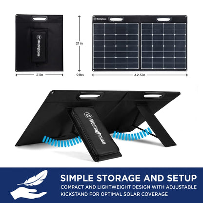 Panneau solaire portable Westinghouse WS100P 100 W pour centrales électriques portables 