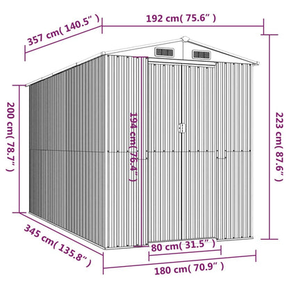 GOLINPEILO Abri de jardin extérieur en métal, grand hangar à outils utilitaire en acier, abri de jardin en acier avec doubles portes coulissantes, rangement utilitaire et outils, anthracite 75,6"x140,6"x87,8" 75,6"x140,6"x87,8" 