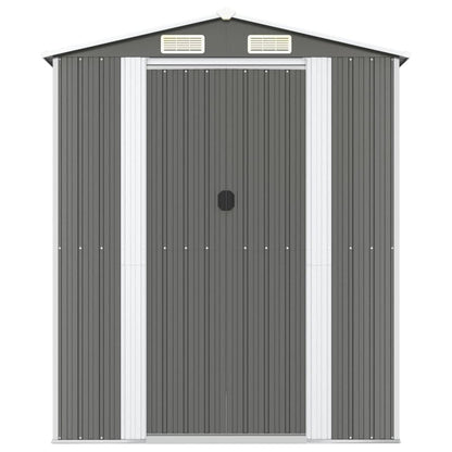 Gecheer Abri de jardin en acier galvanisé, abri de rangement pour outils de jardin avec évent, abri de rangement extérieur pour organiser la maison de rangement avec porte pour jardin, patio, pelouse – Gris clair 190 x 440 x 220 cm, 75,6 x 173,2 x 87,8 