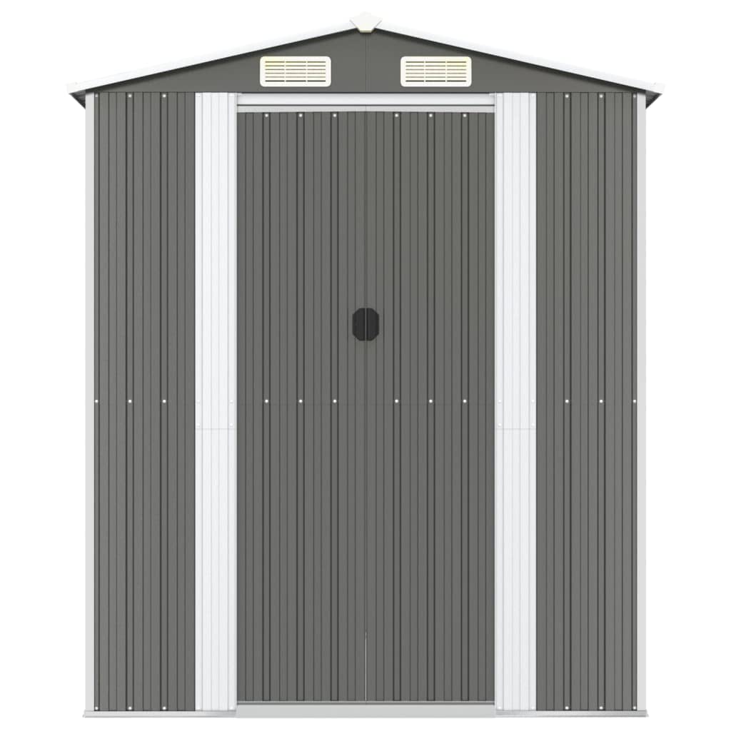 Gecheer Abri de jardin en acier galvanisé, abri de rangement pour outils de jardin avec évent, abri de rangement extérieur, maison de rangement avec porte pour jardin, patio, pelouse – Gris clair 75,6" x 336,6" x 87,8" 75,6 x 336,6 x 87,8 