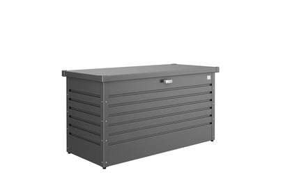 Biohort Leisuretime 120 Gal. Steel Metallic Dark Grey 53 in x 24 in x 28 in Deck Box with Soft Close Hydraulic Lift (120 Gallon) (120 Gallon) 120 Gallon