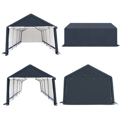 LAUREL CANYON Abri de garage de 4,3 x 6,1 m avec 2 portes enroulables, abri de rangement portable étanche pour SUV, camion et bateau, 10 pieds, gris gris 