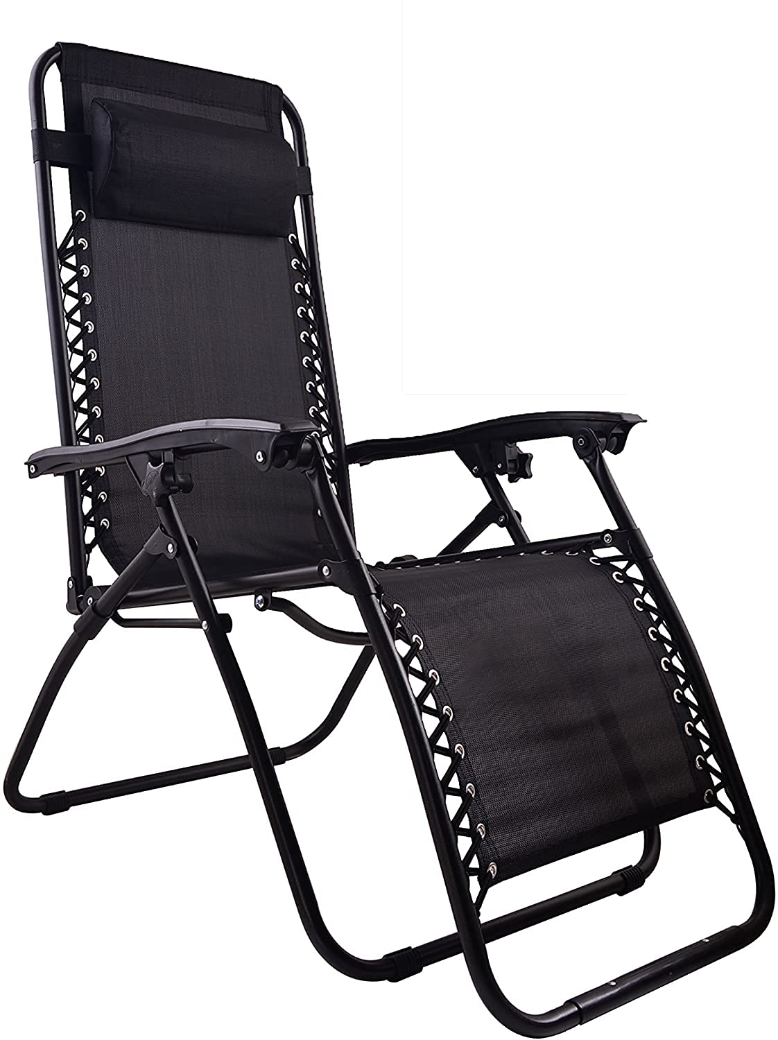 BTEXPERT CC5045B-2 Zero Gravity Chair Lounge Outdoor Patio Beach Yard Garden with Utility Tray Cup Holder Black Two Case Pack (Set of 2 pcs), Piece Two Piece