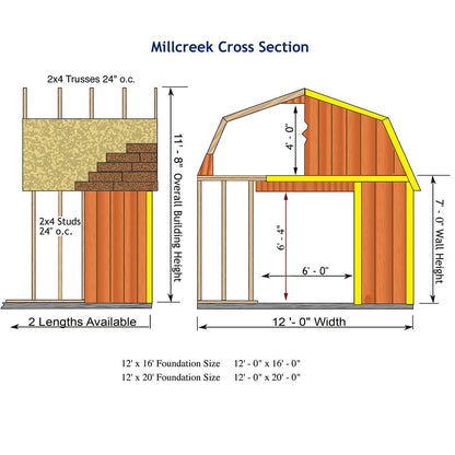 Best Barns Kit de remise à bois Millcreek 12' X 20' 