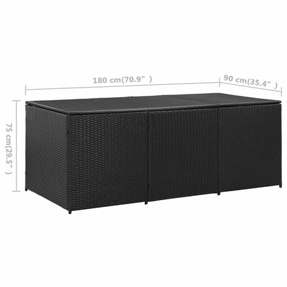 Festnight Patio Storage Box Deck Box for Patio Furniture, Outdoor Cushions, Garden Tools and Pool Toys Poly Rattan 70.8"x35.4"x29.5" Black