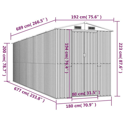 GOLINPEILO Metal Outdoor Garden Storage Shed, Large Steel Utility Tool Shed Storage House, Steel Yard Shed with Double Sliding Doors, Utility and Tool Storage, Light Brown 75.6"x271.3"x87.8" 75.6"x271.3"x87.8"