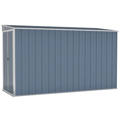 Gecheer Abri de Jardin Mural Gris 46,5"x113,4"x70,1", Abri de Rangement extérieur avec Porte en Acier galvanisé, Maison de Rangement pour Jardin, Patio, Pelouse 46,5 x 113,4 x 70,1 