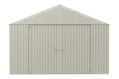 Arrow Shed Elite Abri de rangement extérieur verrouillable en acier avec toit à pignon de 12 pi x 16 pi, gris froid 