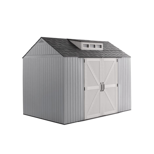 Rubbermaid Large Resin Outdoor Storage Shed, 10.5 x 7 ft., Gray, with Substantial Space for Home/Garden/Back-Yard/Lawn Equipment 7'x10'