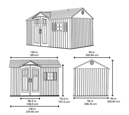 Remise de rangement à vie 60223 12,5 x 8 pi. Bâtiment de jardin 