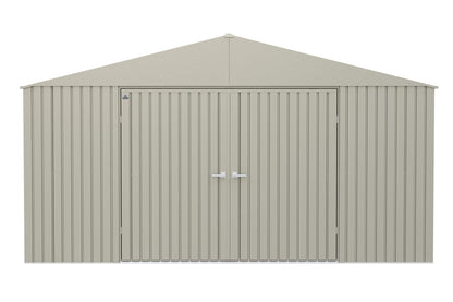 Arrow Shed Elite Hangar de rangement extérieur en acier avec toit à pignon verrouillable, gris froid, 14' x 16' 