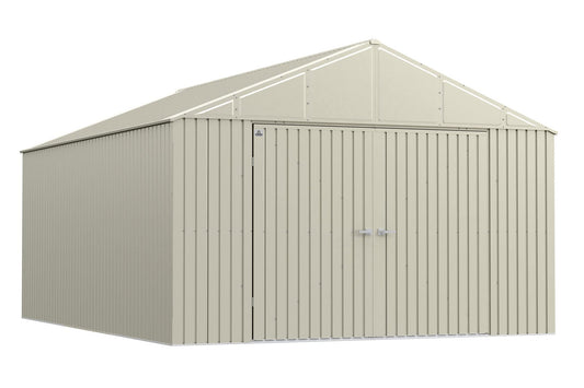 Arrow Shed Elite Abri de rangement extérieur verrouillable en acier avec toit à pignon de 12 pi x 16 pi, gris froid 