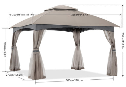 ABCCANOPY Tonnelle d'extérieur 10 x 20 – Tonnelle de terrasse avec moustiquaire, auvents extérieurs pour l'ombre et la pluie pour pelouse, jardin, cour et terrasse (beige) beige 