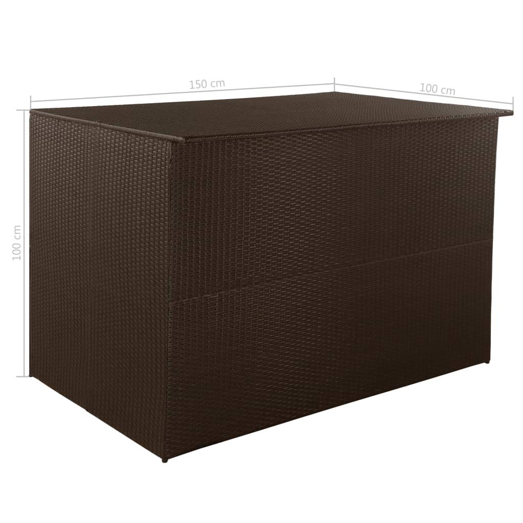 EstaHome Garden Storage Box 295 Gallon | Rattan Garden Chest | Outdoor Deck Storage Container Box | Patio Cushion Box for Pillows, Garden Tools and Pool Toys | Brown Poly Rattan 59" x 39.4" x 39.4"