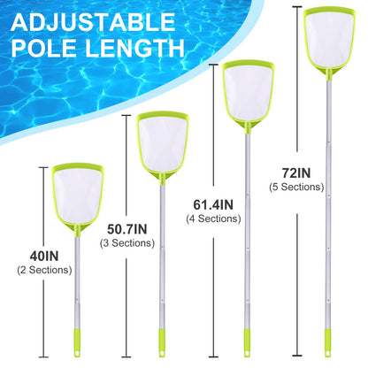 Pool Leaf Skimmer Net with 24-56 Inch Premium Pole,Medium Sized Ultral Fine Mesh Net for Cleaning Pool, Pond,Spa,Hot Tub Ultra Fine Mesh